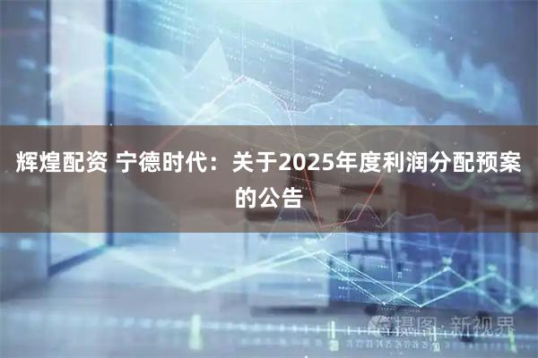 辉煌配资 宁德时代：关于2025年度利润分配预案的公告